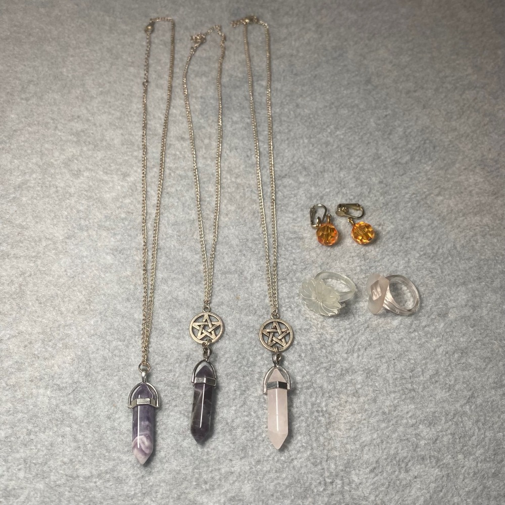 Jewelry Lot‎ of 6 Women Multi Crystal Pentagram Boho Goth Witchy Set Costume